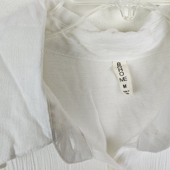 BOHO ME Button Tunic Kimono Top Size M White Oversized  Coverup - Picture 4 of 7